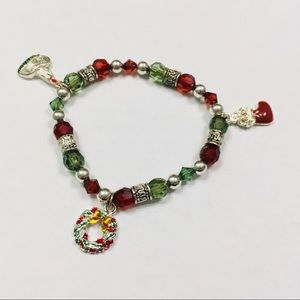 Christmas Holiday Dangly Stretchy Charm Bracelet